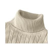 Suéter Masculino De Gola Alta Tricotado Quente Casual Pulôver De Lã Para Inverno Cor Sólida