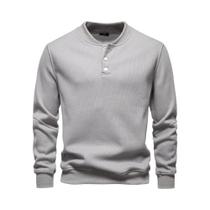 Suéter Masculino De Inverno Com Forro De Lã E Botões, Cor Sólida, Casual, AIOPESON