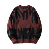 Suéter Masculino De Inverno E Outono Com Jacquard Irregular, Gola Redonda Casual E Cores