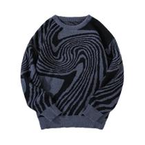 Suéter Masculino De Inverno E Outono Com Jacquard Labirinto, Gola Redonda, Cores Contrastantes,