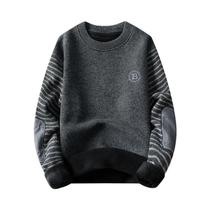 Suéter Masculino De Inverno Em Tricô Com Forro De Lã Grosso E Quente, Gola Redonda E Design