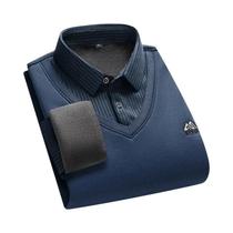 Suéter Masculino De Inverno Grosso Com Gola Polo Forrado Em Fleece - Moda Casual De Negócios