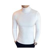 Suéter Masculino De Inverno Grosso E Quente Com Gola Alta, Pulôver Slim Fit Com Gola Dupla Em Tricô