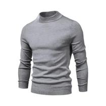 Suéter Masculino De Inverno Grosso E Quente, Gola Alta Slim, Pulôver Casual De Cor Sólida