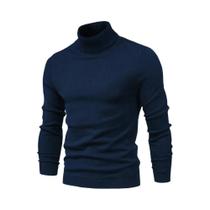 Suéter Masculino De Inverno Grosso E Quente, Gola Alta Slim, Pulôver Casual De Cor Sólida