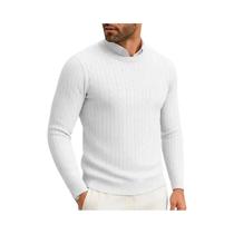 Suéter Masculino De Inverno Quente De Tricô Gola Redonda Manga Longa Casual Com Padrão Trançado