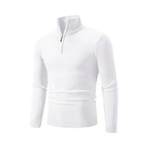 Suéter Masculino De Inverno Quente Em Algodão Com Gola Alta E Zíper, Cor Sólida, Tricotado