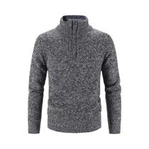 Suéter Masculino De Lã Com Gola Alta E Zíper, Slim Fit, Tricotado Para O Inverno E Primavera