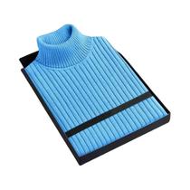 Suéter Masculino De Lã Gola Alta Manga Longa Slim Fit Pesado Casual Com Listras Tricotado Quente De