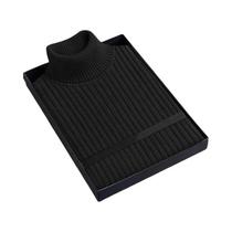 Suéter Masculino De Lã Gola Alta Manga Longa Slim Fit Pesado Casual Com Listras Tricotado Quente De
