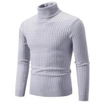 Suéter Masculino de Lã Tricotado - Gola Alta, Quente e Casual para Inverno