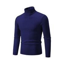 Suéter Masculino de Lã Tricotado - Gola Alta, Quente e Casual para Inverno