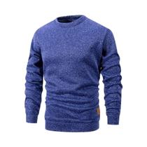 Suéter Masculino De Malha Gola Redonda Manga Longa Cor Sólida Casual Solto Para Outono - Estilo