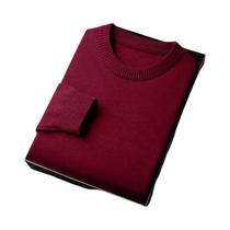 Suéter Masculino De Malha Leve E Macio Com Gola Redonda E Manga Longa, Cor Sólida, Casual