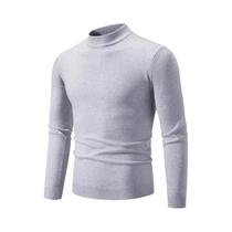 Suéter Masculino De Malha Oversized Com Gola Redonda, Quente, Cor Sólida, Pulôver Elástico Para