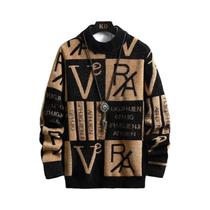 Suéter Masculino De Tricô Com Listras, Gola Redonda, Pulôver Casual De Outono Inverno, Qualidade De Suéter Masculino De Tricô Com Listras, Gola Redonda, Pulôver Casual De Outono Inverno, Qualidade De