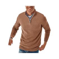 Suéter Masculino De Tricô Com Zíper E Gola Alta, Manga Longa, Casual E Quente, Pulôver Para Trabalho