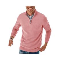 Suéter Masculino De Tricô Com Zíper E Gola Alta, Manga Longa, Casual E Quente, Pulôver Para Trabalho