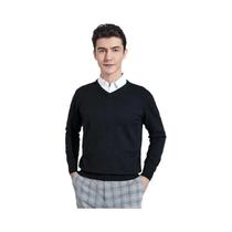 Suéter Masculino De Tricô Em Mistura De Cashmere E Algodão Com Decote Em V, Macio E Quente, Para