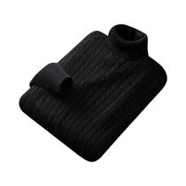 Suéter Masculino De Tricô Gola Alta Leve E Quente Para Outono/Inverno, Cor Sólida, Estilo Streetwear