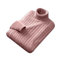 Suéter Masculino De Tricô Gola Alta Leve E Quente Para Outono/Inverno, Cor Sólida, Estilo Streetwear