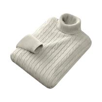 Suéter Masculino De Tricô Gola Alta Leve E Quente Para Outono/Inverno, Cor Sólida, Estilo Streetwear