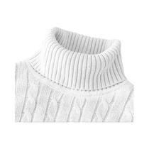 Suéter Masculino De Tricô Gola Alta Manga Longa Slim Fit Casual Leve Canelado Para Outono