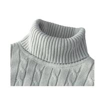 Suéter Masculino De Tricô Gola Alta Manga Longa Slim Fit Casual Leve Canelado Para Outono