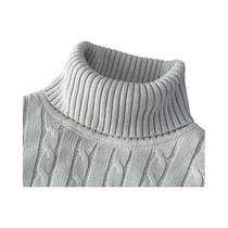 Suéter Masculino De Tricô Gola Alta Manga Longa Slim Fit Casual Leve Canelado Para Outono
