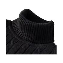 Suéter Masculino De Tricô Gola Alta Manga Longa Slim Fit Pesado Casual De Inverno