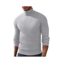 Suéter Masculino De Tricô Gola Alta Manga Longa Slim Fit Quente E Grosso Para Outono Inverno