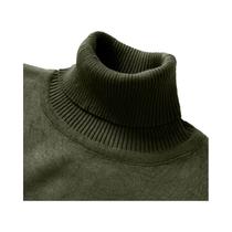 Suéter Masculino De Tricô Gola Alta Para Outono/Inverno, Quente, Vintage, Leve, Cor Sólida, Preto E