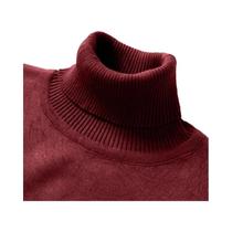 Suéter Masculino De Tricô Gola Alta Para Outono/Inverno, Quente, Vintage, Leve, Cor Sólida, Preto E