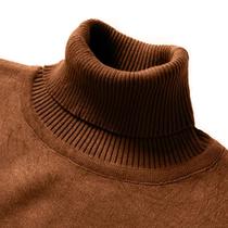 Suéter Masculino De Tricô Gola Alta Para Outono/Inverno, Quente, Vintage, Leve, Cor Sólida, Preto E