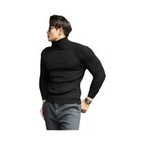 Suéter Masculino De Tricô Gola Alta Quente Manga Longa Listrado Cor Sólida Casual Pulôver Streetwear