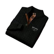 Suéter Masculino De Tricô Gola Redonda Com Gola Alta E Estampa Integral Para Outono/Inverno - Casual