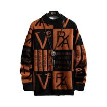 Suéter Masculino De Tricô Listrado Gola Redonda Pulôver Casual De Outono Inverno Qualidade Designer