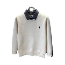 Suéter Masculino De Veludo Bordado Com Gola De Camisa, Luxuoso E Casual, Quente Para O Inverno