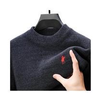 Suéter Masculino De Veludo Com Gola O E Bordado, Malha Grossa De Luxo Para Outono/Inverno Suéter Masculino De Veludo Com Gola O E Bordado, Malha Grossa De Luxo Para Outono/Inverno