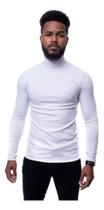 Suéter Masculino Elegante Canelado Camiseta Gola Alta Manga Longa