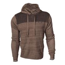 Suéter Masculino Gangster Capuz Tricot Texturizado Marrom