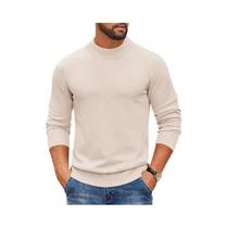 Suéter Masculino Gola Alta Canelado De Malha Grossa Slim Fit Quente Casual