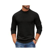 Suéter Masculino Gola Alta Canelado De Malha Grossa Slim Fit Quente Casual