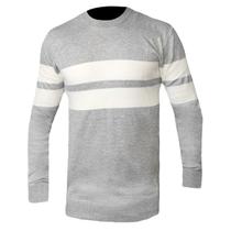 Suéter Masculino Gola Redonda Poliamida Blusa Frio Listrado