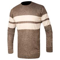 Suéter Masculino Gola Redonda Poliamida Blusa Frio Listrado