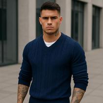 Sueter masculino gola V de tricot blusa de frio Sueter masculino gola V de tricot blusa de frio