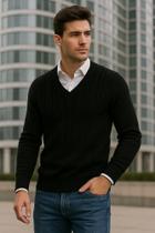 Sueter masculino gola V de tricot blusa de frio