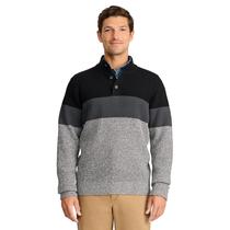 Suéter Masculino Izod com Botões, Bloco de Cor Preto, Médio