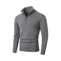 Suéter Masculino Leve De Lã Com Zíper, Gola Alta, Casual, Cor Sólida, Cardigã Quente Para