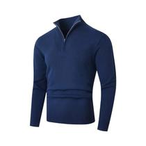 Suéter Masculino Leve De Lã Com Zíper, Gola Alta, Casual, Cor Sólida, Cardigã Quente Para